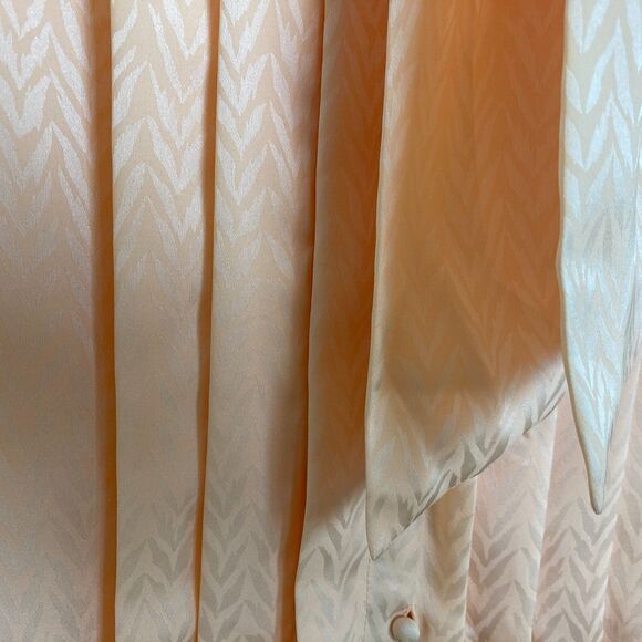 Calvin Klein Button Up Blouse Size M Peach Orange Tie Neck Bow Office Business - Picture 3 of 7